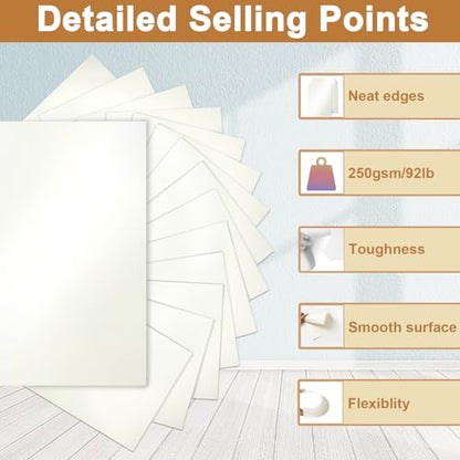 Silunkia 28 Sheets Cream Shimmer Cardstock 8.5 x 11 Off White Paper 92lb | Heavyweight Glossy Paper Card Stock for DIY Cards Making, Business Cards, Wedding Invitations, Crafting, Menus - color: Cream, size: 28 Sheets