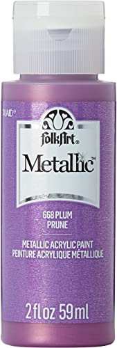 FolkArt Metallic Acrylic Paint in Assorted Colors (2 Ounce), 668 Plum - color: Plum, size: 2 Fl Oz (Pack of 1)