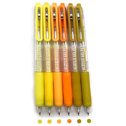 6 Colors 0.7mm Fine Pointed Acrylic Gel Pen Set,Warm Yellow | Fit for Drawing Creation, Daily Painting, Coloring, Card Making, Journaling - color: Yellow