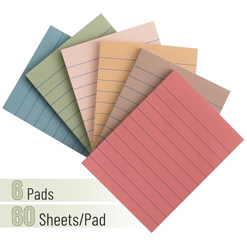 Mr. Pen- Lined Sticky Notes, 3" x 4", 6 Pads, 60 Sheets/Pad | Sticky Notes with Lines, Ruled Post Stickies, Memo Pads, Self-Stick Note Pad for Office, School, Home, Study - color: Vintage, size: 3 x 4 inches, 6 Pads