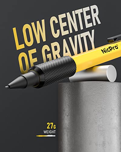 Nicpro 21PCS 1.3 mm Mechanical Pencil Set in Leathercase with 138 Lead | 3 Eraser, Eraser Refills- Weatherproof Metal Barrel, Heavy Duty Carpenter Pencil for Outdoor Marking Drawing Woodworking - color: Yellow