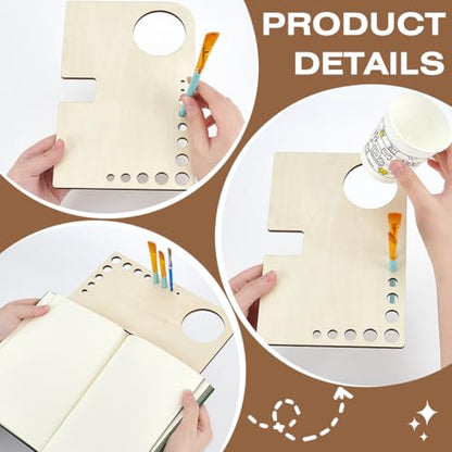 BENECREAT 2Pcs Wooden Portable Drawing Book Stand, Mini Sketchbook Easel Compact Sketch Board for Brush Organiser for A6 Sketchbook, Oil Brush, Painting, Sketching Notes and Exercises