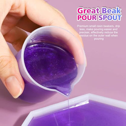 LEOBRO 24 PCS 100ml Resin Measuring Cups, Graduated Epoxy Resin Mixing Cups, Small Plastic Beakers, Plastic Measuring Cup for Paint, Art Craft, Soap Candle Tumbler Making
