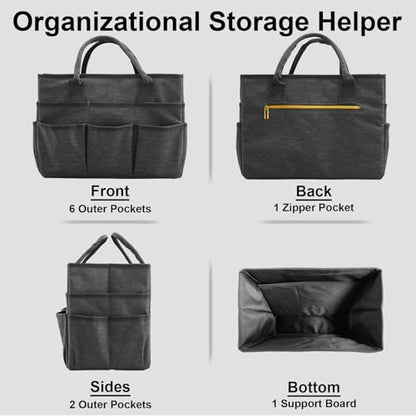 Cupohus Art Organizer Craft Storage Tote Bag with Pockets and Handles Grey - color: Grey