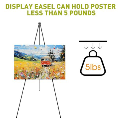 AROIC 63" Easel Stand for Display, 3 Pack Portable Foldable Metal Easel | Easels for Signs Wedding Logos ,Arts, Painting,Adjustable Floor Easels with 3 Storage Bag - style: 3P