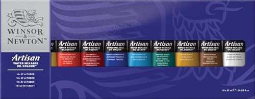 Winsor & Newton Artisan Water Mixable Oil Paint Set, 10 x 37ml Tubes | Clean with water; no solvents needed. Color depth, lightfastness, opacity/transparency are the same as traditional oils. - style: Tube Set 10 x 1.25-oz