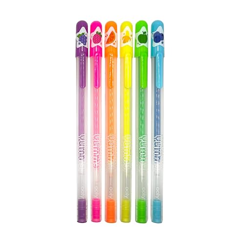 OOLY Yummy Yummy Scented Gel Pens, Neon, Set of 6 | Ages 3+, Fruity Scented Gel Ink, Vibrant Neon Colors, 1.0mm Nib, Fun Writing Pens for School and Crafts - style: Neon - Set of 6