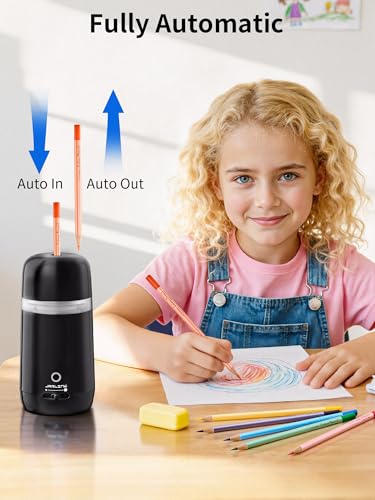 JARLINK Automatic Electric Pencil Sharpener, Rechargeable - color: Black