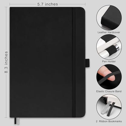 RETTACY Blank Journal Notebook, 192 Pages per Pack, A5 Size (5.7'' x 8.3'') - color: Black & Black