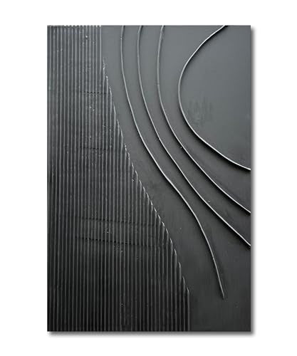 NANKAI Art Hand-Painted Thick Texture Black Minimalist Oil Painting Large Home Wall Decorative Art Oil Painting 45x30 inches - color: Nkhb173