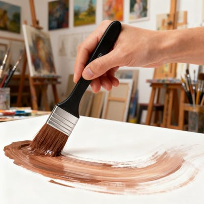 5 Size Wide Flat Paint Brushes, Acrylic Craft, Soft Nylon | Varnish Brush Paintbrush Sets, For Oil Canvas Gesso