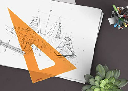 Pacific Arc's Scholastic Triangle - 10 inch - Fluorescent - 30/60 Angle - Polystyrene - Inking Edge - Technical Drawing Tools, Drafting, Architect and Engineering. - style: 10 inch, 30/60