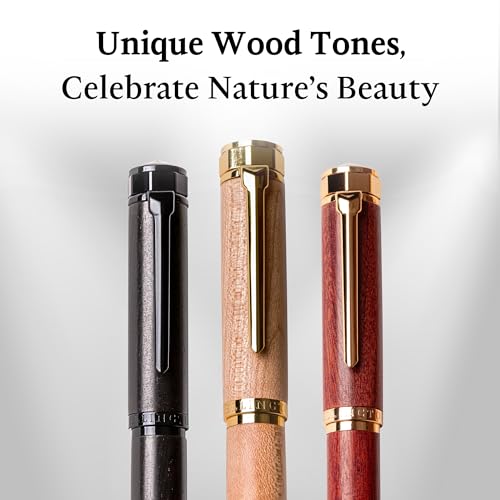 Ellington Pens Luxury Wood Fountain Pen Set – Fine Nib - Includes 6 Ink Cartridges, Wooden Pen Gift Box, Ink Converter - Wood Pen For Writing, Calligraphy, Journaling, Drawing (Rosewood Radiance) - color: Rosewood Radiance, style: Fine