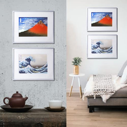 JAPAN MUSEUM, Katsushika Hokusai, Fine Wind Clear Weather Red Fuji,Japanese Fine Art,Ukiyo-e Artwork,Genuine Hand-printed Woodblock Print,Japanese Washi Paper 390mmx260mm with Picture Frame A1 - color: hokusai-fuji-frame