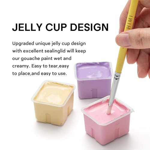 HIMI Deluxe 18 Colors Jelly Gouache Paint Gift Set – Complete Art Kit with Pad, Spray, Palette, Brushes, Painting Knife, Foldable Bucket & Refills for Beginners, Students & Artists (Purple) - color: 18 colors