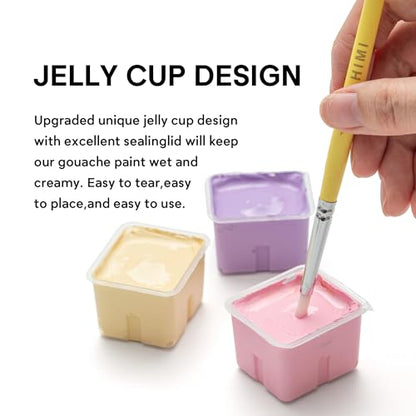 HIMI Deluxe 18 Colors Jelly Gouache Paint Gift Set – Complete Art Kit with Pad, Spray, Palette, Brushes, Painting Knife, Foldable Bucket & Refills for Beginners, Students & Artists (Purple) - color: 18 colors