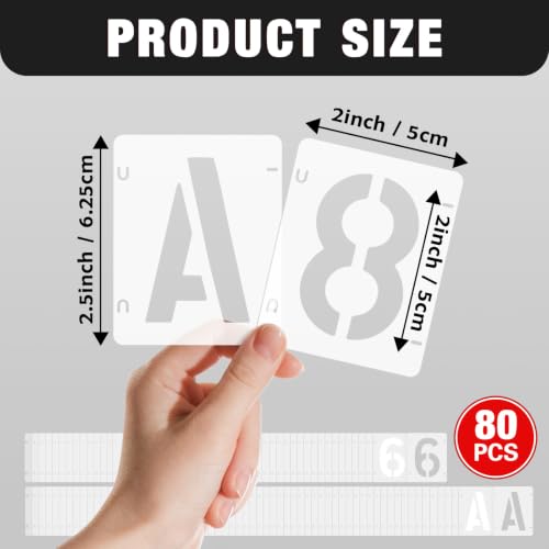Alphabet Symbol Stencils Set, 80 Pcs Reusable Painting Stencils with Interlocking Letters, Suitable for Wall Art, Rock Painting, Fabric DIY, Party Banner and Custom Sign Making - size: 2IN