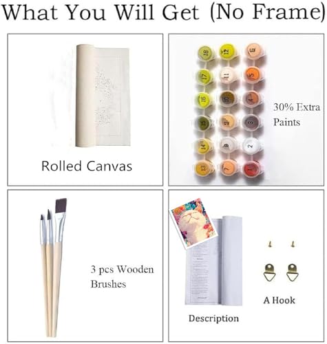ZRIZQ Paint by Numbers Kit for Adults Beginner,Cat Sleeping Flowers,16x20 | Full set with wooden brushes,rolled canvas,rich paints.Calming activity.Beginner friendly.Just open and paint. - color: 16"X20"Rolled Canvas(Frameless)-Cat 17