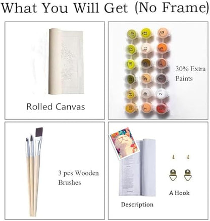 ZRIZQ Paint by Numbers Kit for Adults Beginner,Cat Sleeping Flowers,16x20 | Full set with wooden brushes,rolled canvas,rich paints.Calming activity.Beginner friendly.Just open and paint. - color: 16"X20"Rolled Canvas(Frameless)-Cat 17