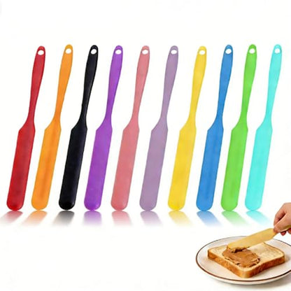 10 pcs Jar Spatula Set, Silicone Jar Scraper with Long Handle, Flexible Small Skinny Spatulas for Kitchen, Waxing, Sourdough, Non-Stick Reusable Wax Silicone Spatula