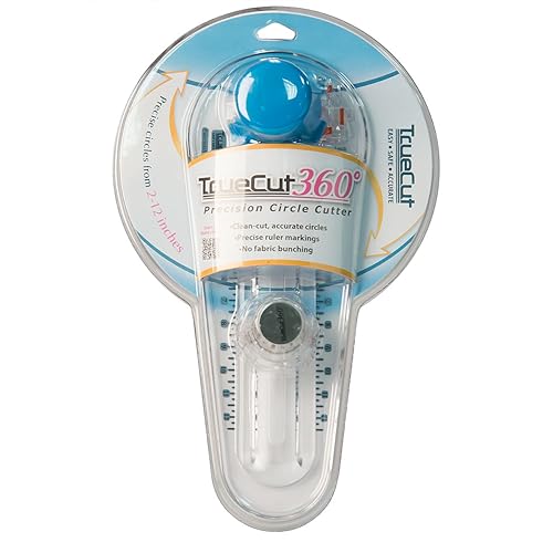 TrueCut 360° Fabric Circle Cutter – Rotary Cutting Tool for Quilting, Sewing, Crafting – Cuts Perfect 1-12" Circles in Fabric, Felt, Vinyl, Paper – Easy-to-Use Precision Blade