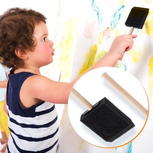 HINZIC 7 Pcs 2 inch Foam Paint Brush, Wood Handle Sponge Brushes - color: Black-2inch,7pcs