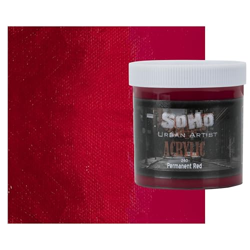 Soho Urban Artist Heavy Body Acrylic Paint - 500 ml Jar - Permanent Red - Thick, Rich Color, Excellent Coverage, Professional Quality - Artists Acrylic Paint - color: Permanent Red, size: 16.91 Fl Oz (Pack of 1)