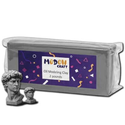 Plasticine Oil Based Non Drying Clay - Gray, 2 Lbs - Reusable, EN71 & ASTM Certified, Non Toxic, Sulfur Free, Professional Plastilina Sculpting Clay for Adults and Kids - color: Gray, size: 2 Lbs