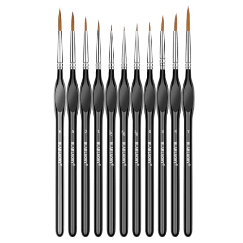 11 Pcs Detail Paint Brushes with Triangular Handles, Paint by Numbers | Paint Brushe for Acrylic Painting, Art, Model, Face, Citadel, Figurine, Watercolor, Oil, Paint by Numbers Kit for Adults - color: Black