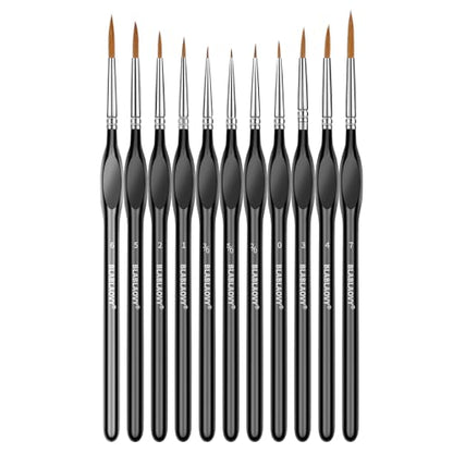 11 Pcs Detail Paint Brushes with Triangular Handles, Paint by Numbers | Paint Brushe for Acrylic Painting, Art, Model, Face, Citadel, Figurine, Watercolor, Oil, Paint by Numbers Kit for Adults - color: Black