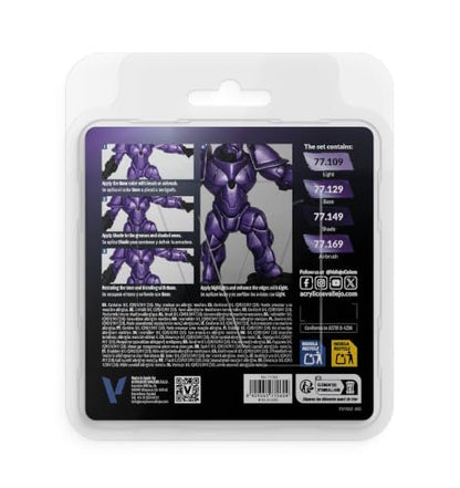 Vallejo - Celestial Violet Set, True Metallic Metal, 4 Bottles x 0.6 fl.oz. - color: Celestial Violet