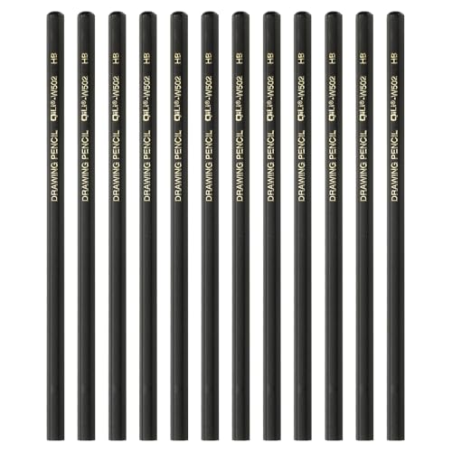 PATIKIL 12Pcs HB Drawing Pencils for Sketching, Hexagonal Sketch Pencils for Drawing Writing Art Sketching Artists Beginners, Black - style: HB