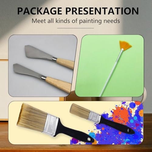 Brushes for Oil Painting Painting Knife Set 5pcs Stainless Steel Palette Knives Background Blender Brush and Fan Blender Artist Brush 2 &1inch Landscape Brushes for Oil Canvas Acrylic Painting