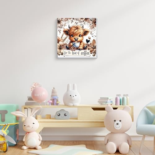Cow Paint by Numbers Kit for Kids with Frame Wooden Easel 8x8 inch - color: style-11