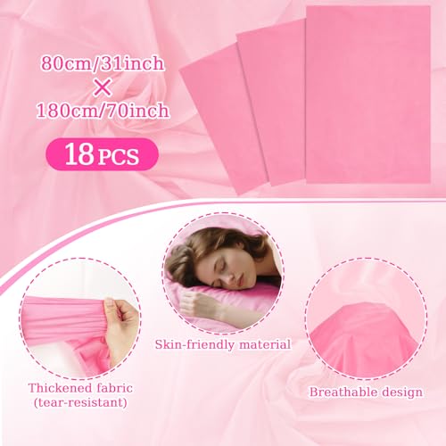 MAQIHAN 18PCS Massage Table Sheets - Pink Waterproof Disposable Bed Sheets - color: 18pcs pink
