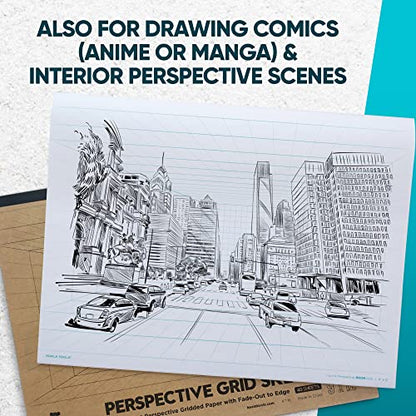 Koala Tools | Drawing Perspective (1 and 2-Point) Large Sketch Pad (1 Point - 9 x 12) - size: 1 Point - 9 x 12