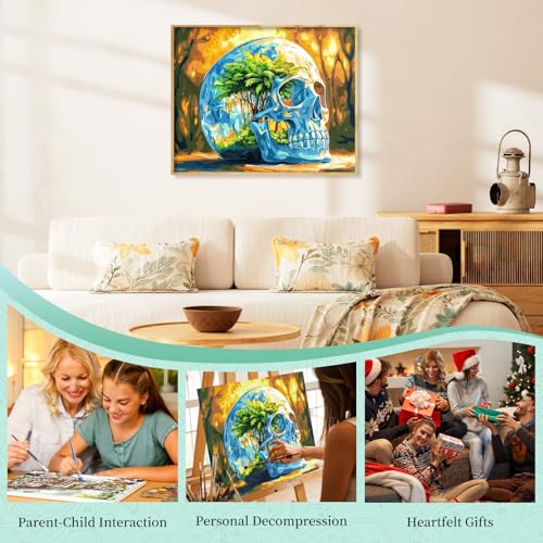 Paint by Numbers Kit for Adults, Fantasy Skull DIY Painting Kit, 16x20 Inch - color: CYOP1P13