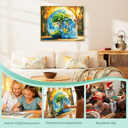 Paint by Numbers Kit for Adults, Fantasy Skull DIY Painting Kit, 16x20 Inch - color: CYOP1P13