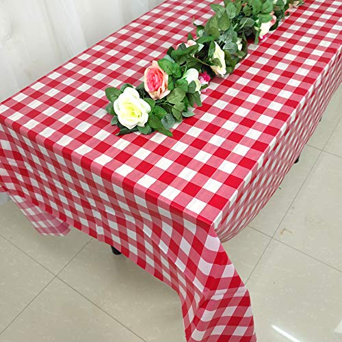 Pcs of 2 Red & White Premium Plastic Checkered Flag Tablecloths Picnic Table Covers, Tablecovers Party Favor (2, RED & WHITE) - color: Red/White