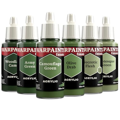 The Army Painter, Warpaints Fanatic Flexible Triad: Olive Greens 6x18ml | Quality Acrylic Miniature Hobby Model Paint Set for Dnd & Warhammer 40K Figures - color: Flexible Triad: Olive Greens