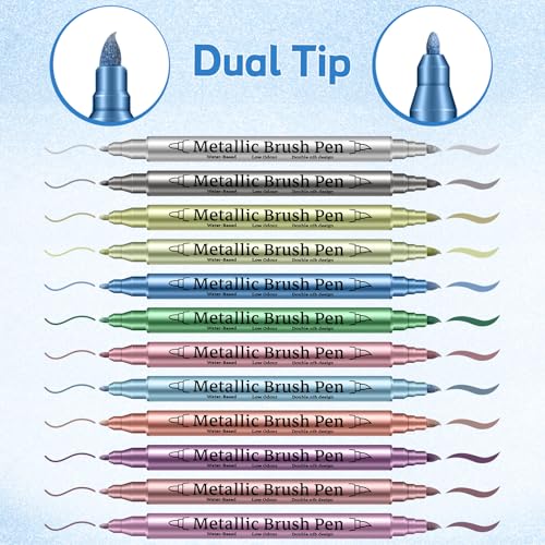 200gsm Bleedproof Marker Sketchbook & Dual Tip Metallic Markers