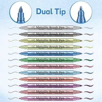 200gsm Bleedproof Marker Sketchbook & Dual Tip Metallic Markers
