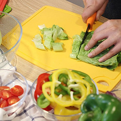 Liflicon Thick Silicone Cutting Board 12.6'' x 9.1'' Juice Grooves Easy Grip Handle Dishwasher Safe-Yellow - color: Yellow, size: 12.6"L x 9.1"W