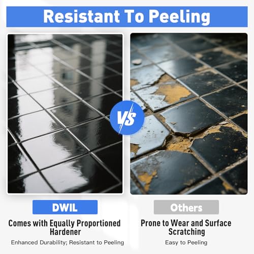 DWIL Tub Paint, Tub and Tile Refinishing Kit 33oz with Tools, Tile Refinishing Kit Black Bathtub Paint Water Based &Low Odor, Easy to Use Sink for Bathroom Kitchen, Semi-Gloss Black, 50-55sq.ft - color: Black, size: 33 Fl Oz (Pack of 1)