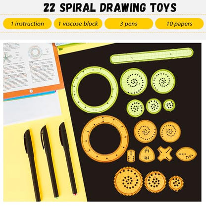 Chivao Spiral Art Kit Circle Stencils Drawing Tool Geometric Ruler,Vivid - style: Vivid