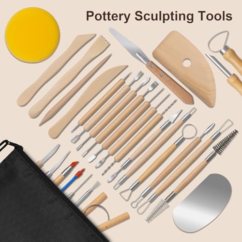 Amrules 31 Pcs Polymer Clay Sculpting Tools Kit for Adults, Light Yellow - color: Lightyellow-31Pcs