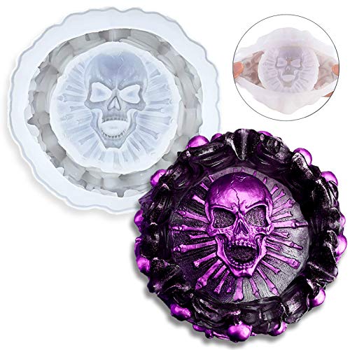 Resin Mold, Silicone Ashtray Mold Halloween Skull DIY Craft Gift Epoxy Resin Casting Molds Keletons Jewelry Storage Mould for Party, Home Decoration - size: Skull-01