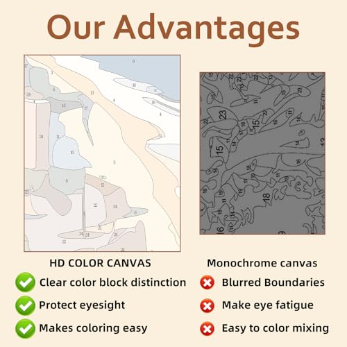Reivworl Animal Paint by Numbers Kit for Adults Beginner 16×20 inch | Animal Paint by Number Kits 16×20 inch, Crafts on Canvas with Gifts. - color: 10-Octopus