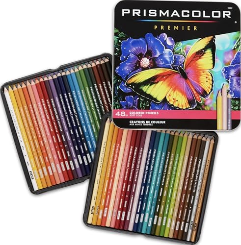 Prismacolor Premier Colored Pencils, Soft Core, Assorted Colors, 48 Count - Durable, Vibrant, Ultra-Smooth, Adult Coloring, Drawing, Sketching, Arts & Crafts - size: 48-Count