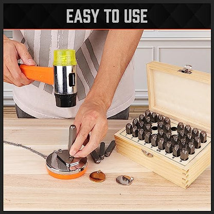 HORUSDY 36-Piece Number and Letter Stamp Set 5/16 (8mm) (A-Z) Punch Perfect for Imprinting Metal Stamping kit, Plastic, Wood, Leather - color: (5/16”) 8mm